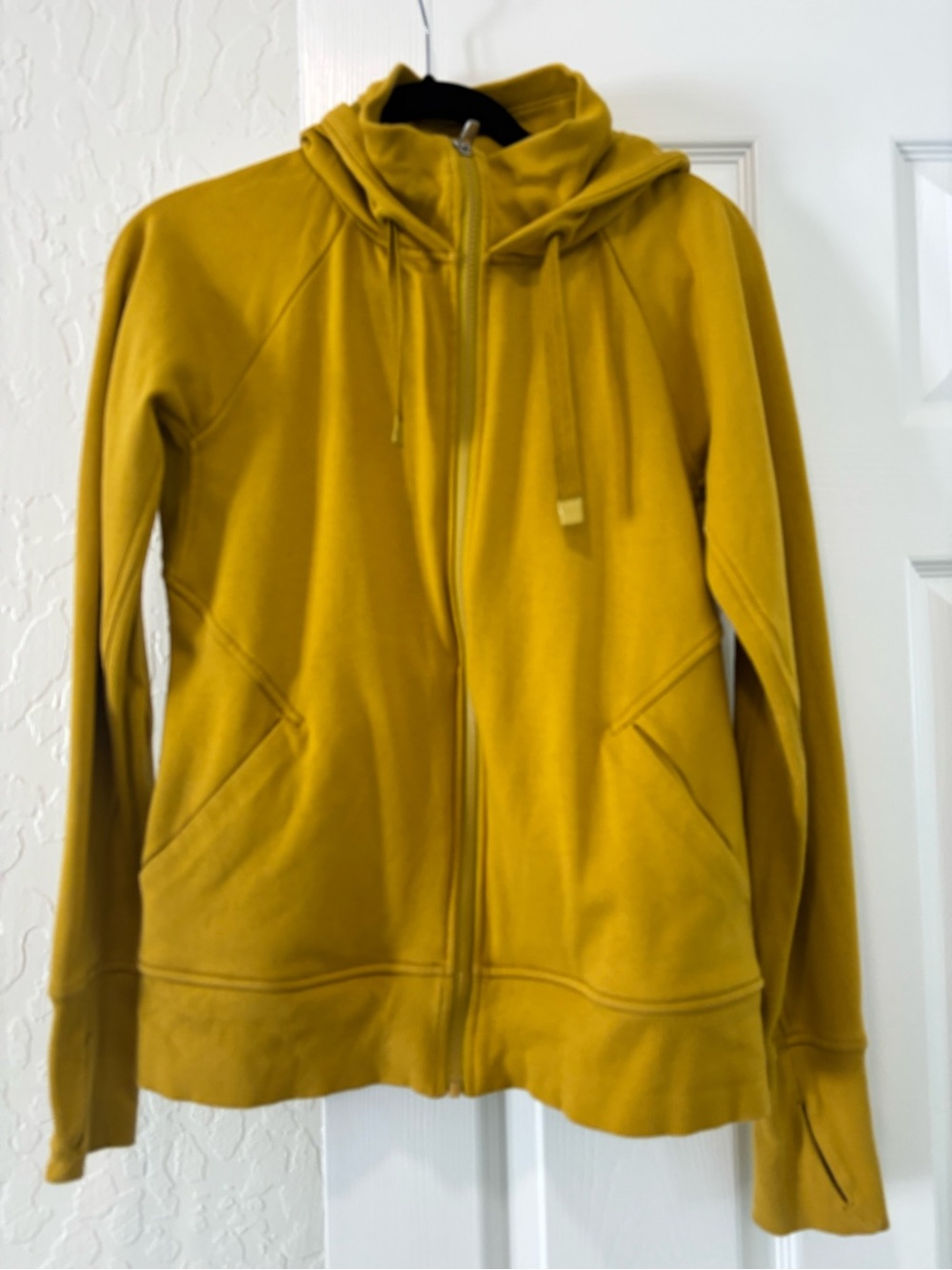 Athleta Mustard Yellow Zip-Up Hooded Jacket
